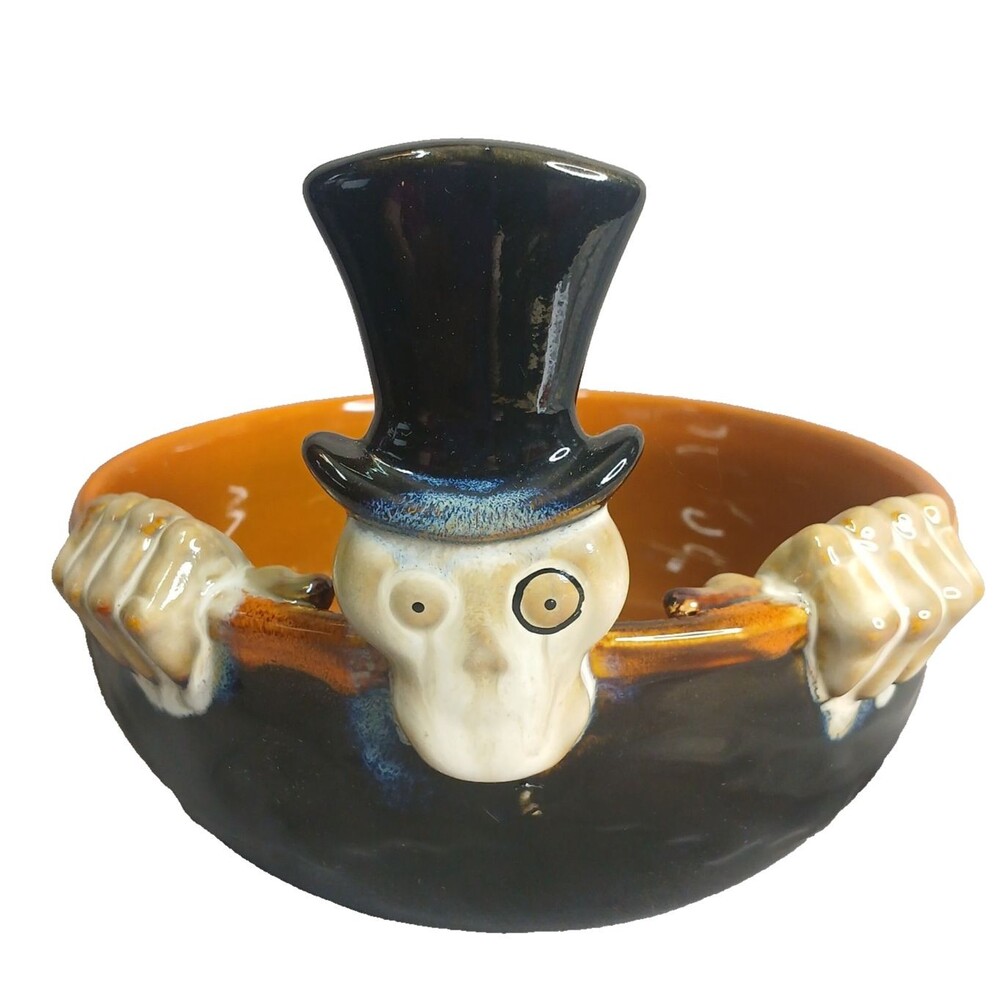 Yankee Candle Boney Bunch 2010 Candy Bowl Halloween Skull Skeleton Top Hat